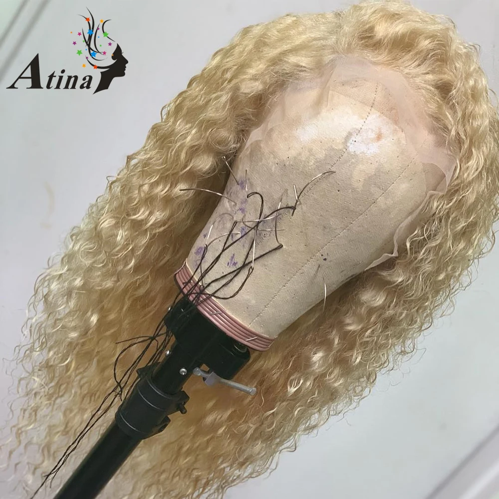 

Colored Curly Honey Blonde Omber 613 360 invisible Lace Frontal Human Hair Closure Wig With Baby Hair Brazilian Front Wigs Remy