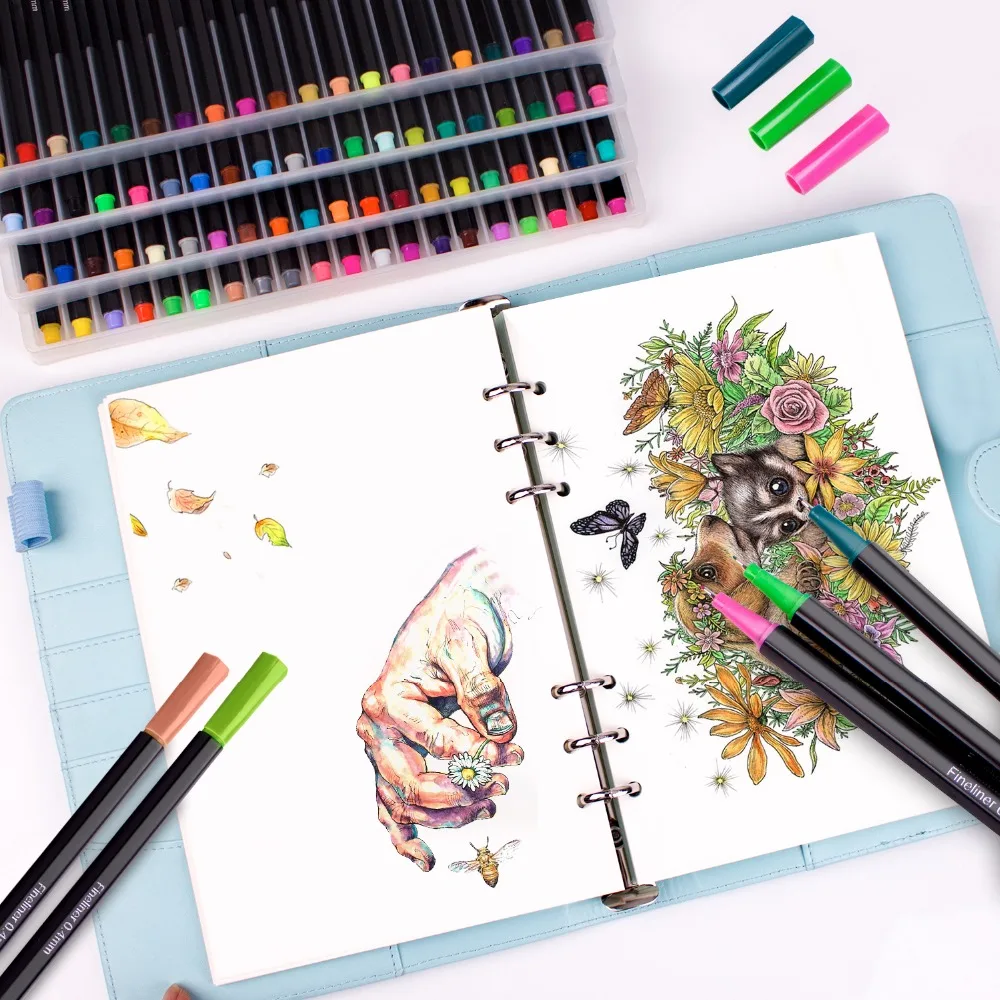 80 цветов, Набор цветных ручек 0,4 мм, тонкие карандаши для рисования, окрашивающие маркеры с мелкими точками для ежедневника
