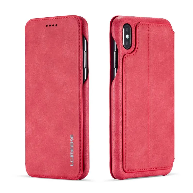 Кожаный чехол-книжка для iphone XS Max XR XS X 6 6S 6Plus 7 8 7Plus 8Plus JS0715 - Цвет: red