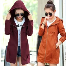 Cute Formal Windbreaker Slim Elegant Womens Tunic Jacket Outwear Lace Hooded Coat For Free Shipping