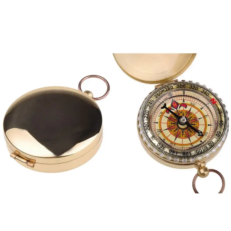 

2018 Camping Hiking Compass Portable Brass Pocket Golden Compass Navigation For Outdoor Activities Pointing Guide No7862