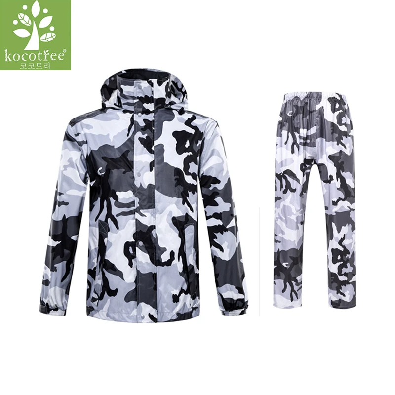 Skup Dla dorosłych kamuflaż płaszcz nieprzemakalny kombinezon nieprzepuszczalna kobiet mężczyzn z kapturem motocykl Poncho motocykl odzież przeciwdeszczowa M 3XL piesze wycieczki wędkowanie deszcz biegów