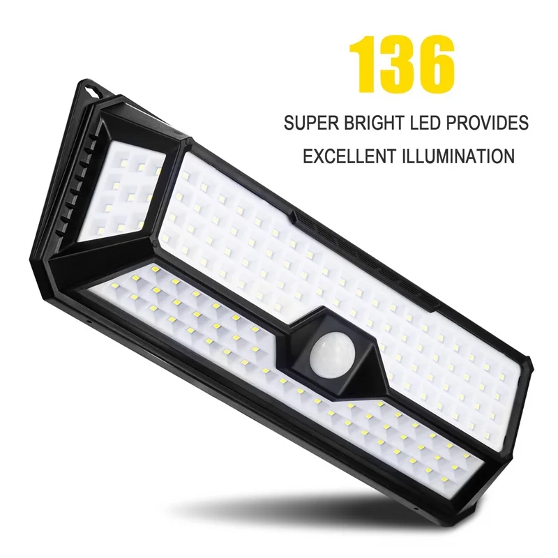 Jardim à Prova Solares ao ar Sensor de Movimento Led para Exterior Solar Nova Ip65 Dwaterproof Água Luzes Livre Pir Lâmpada Lampada 136 Led Luz 4 Solar 136 led nova luz solar ip65