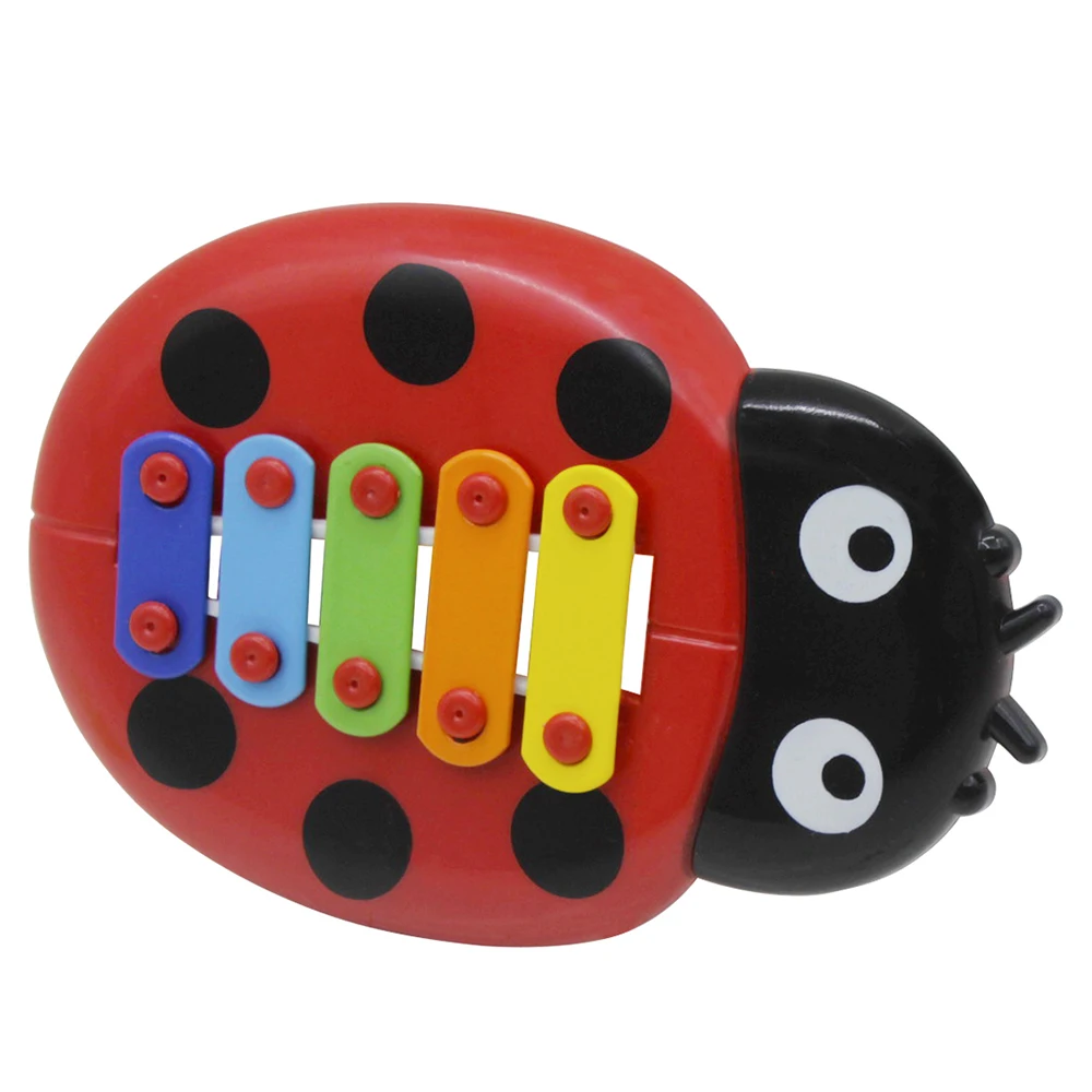Красочные 5 тонов ксилофон Glockenspiel для детей мультфильм божья коровка форма с