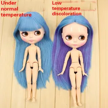Обесцвеченные волосы синий к фиолетовому соединению тела Обнаженная Blyth кукла розовые волосы Модная Кукла Заводская кукла