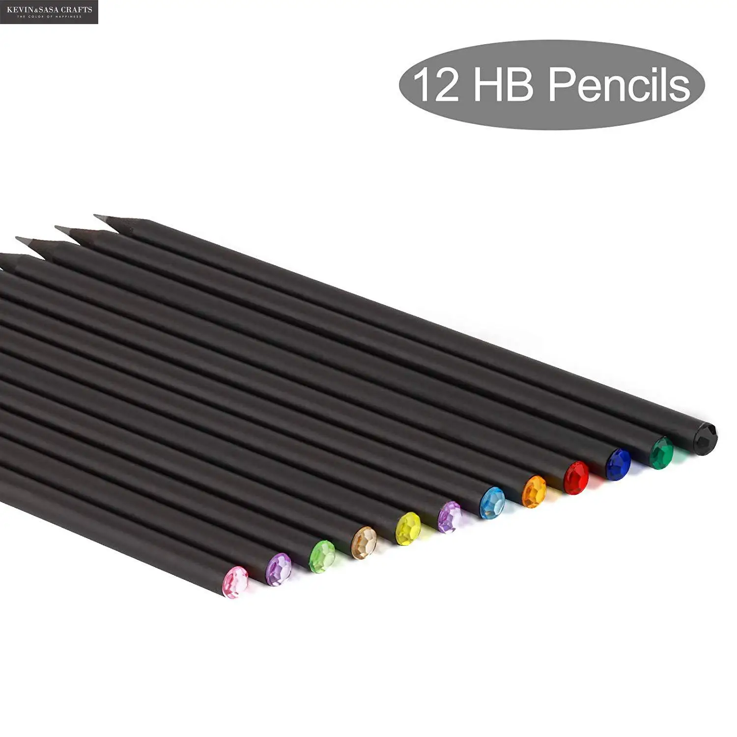 

12 Pack Diamond Black Wooden Pencils Pre-sharpened With Different Colors Diamond HB Pencils for drawing Basswood Office School