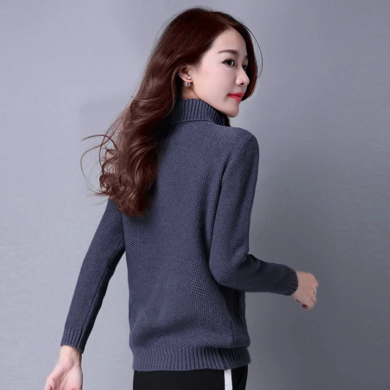 Tricoté Nouvelle Bleu Court Haute Chandail Avec L'hiver Épais Col marine bourgogne Beige Cachemire noir Pull rose Pour 2018 Fond pull Automne Mince Et xderoCB