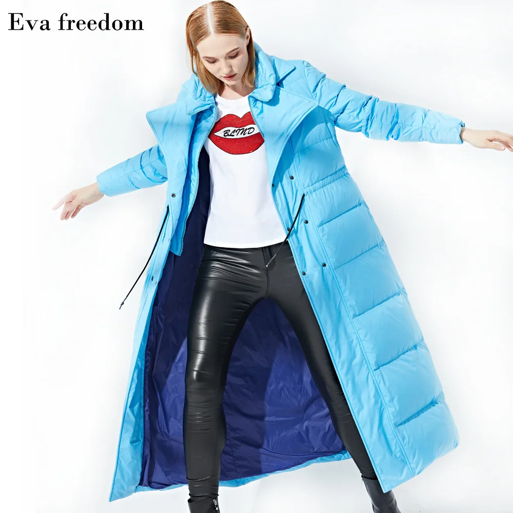 Evafreedom Winter New arrival False Twinset Blue Down Jackets Woman 181219