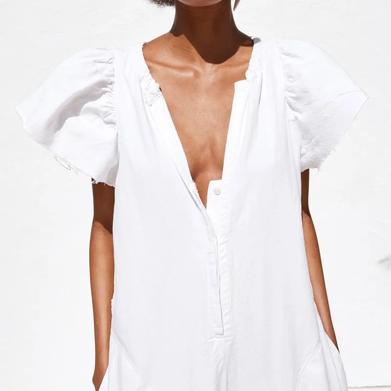 Ladies Sexy Long Jumpsuits Women Jumpsuits Fashion Short Sleeve Bodysuit Female Elegant V Neck Ruffles Jumpsuits Ladies Sexy Long Jumpsuits Women Jumpsuits Fashion Short Sleeve Bodysuit Female Elegant V Neck Ruffles Jumpsuits