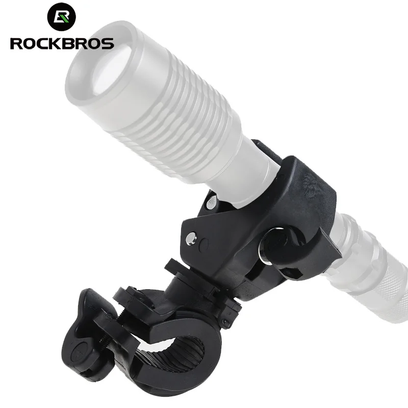 Perfect Rockbros Road Mountain Bike Light Flashlight LED Lamp Holder 360 Degree Rotating Bicycle Light Stand Bycicle Front Light Clips 0