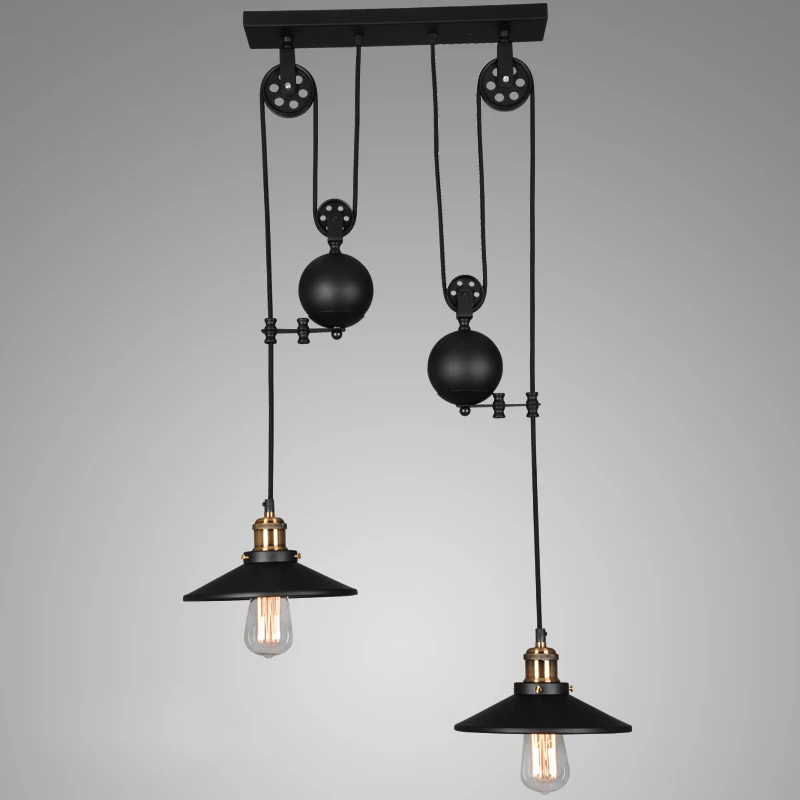 Loft vintage black Iron Pulley pendant lights Bar Kitchen Home Decoration E27 Edison Light Fixtures Loft vintage black Iron Pulley pendant lights Bar Kitchen Home Decoration E27 Edison Light Fixtures