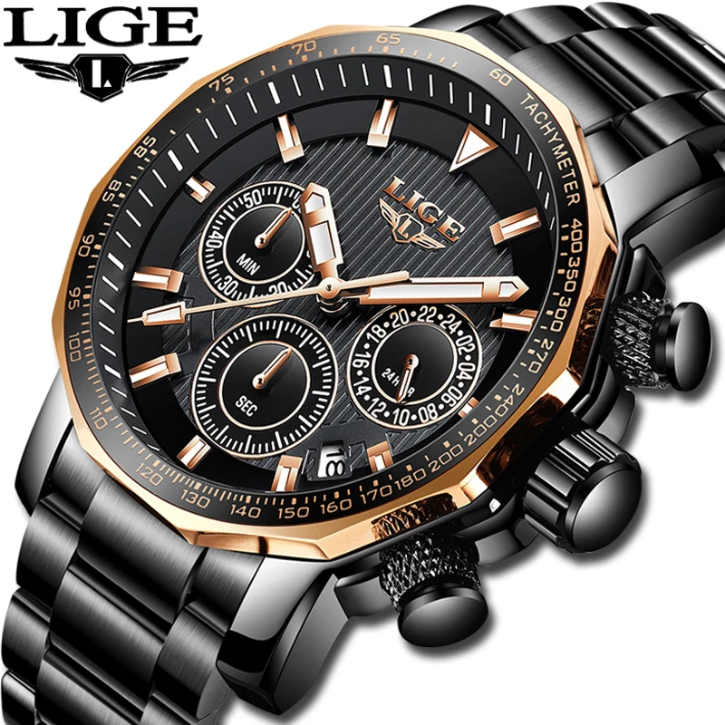 

2019 LIGE New Mens Watches Top Brand Luxury Men's Waterproof Military Sports Watch Men All Steel Quartz Clock Relogio Masculino