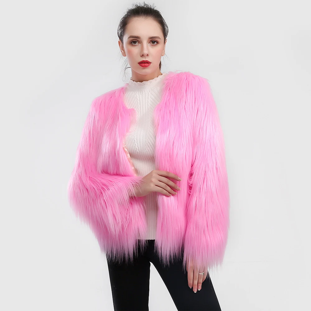 

2019 New Winter Fox Fur Vest Faux Fur Women Jacket Mink Outerwear Leather Grass Fur Coat Autumn Winter Pink Coat For Female