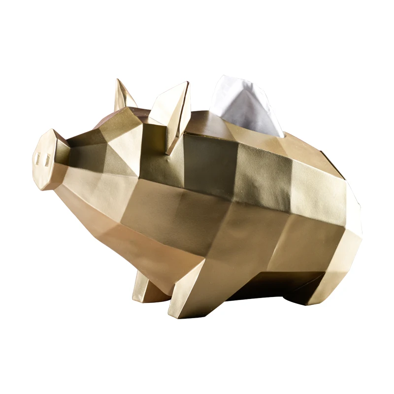

Nordic Creative Geometry Golden Pig Tissue Box Living Room Coffee Table Restaurant Decoration Craft Home Decoration Accessories