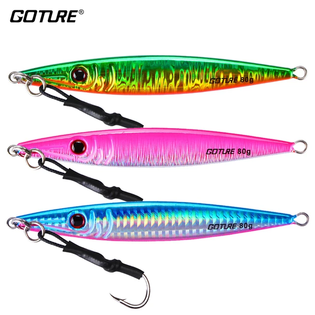 Goture 3pcs/lot Metal Spoon Jigging Lure Slow Pitch Lead Fish Sea