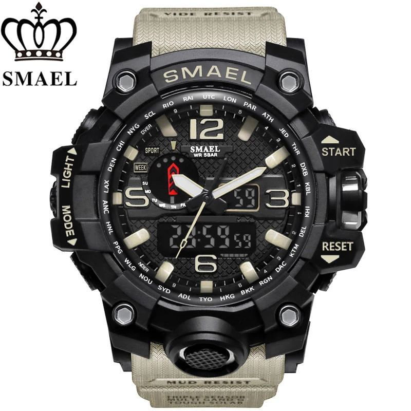 

New Smael Mens Watches Top Brand Luxury Quartz Watch Men Sports Military LED Digital Wristwatches Casual Style Relogio Masculino