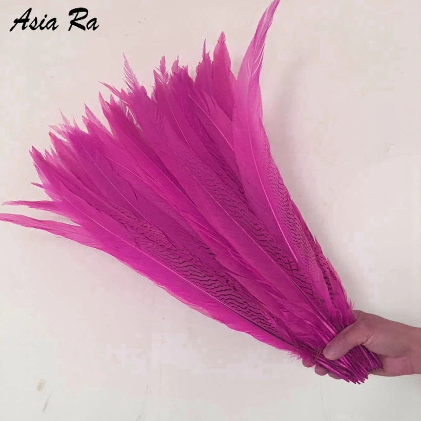 

20Pcs/Lot 50-55cm 20-22inch Hot Pink Silver Pheasant Tail Feathers Wedding Decorations lady amherst silver feathers plume DIY