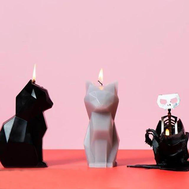 Cat Candle with Skeleton Inside