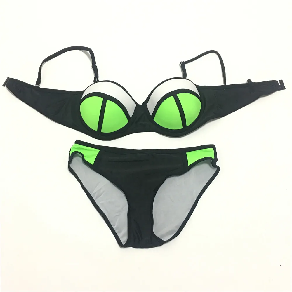 2PC Patchwork Swimwear Crochet Bikini 2017 Summer Sexy Swimwear Women Swimsuit biquini mulher Push Up Bikinis Bathsuit Trikini (3)