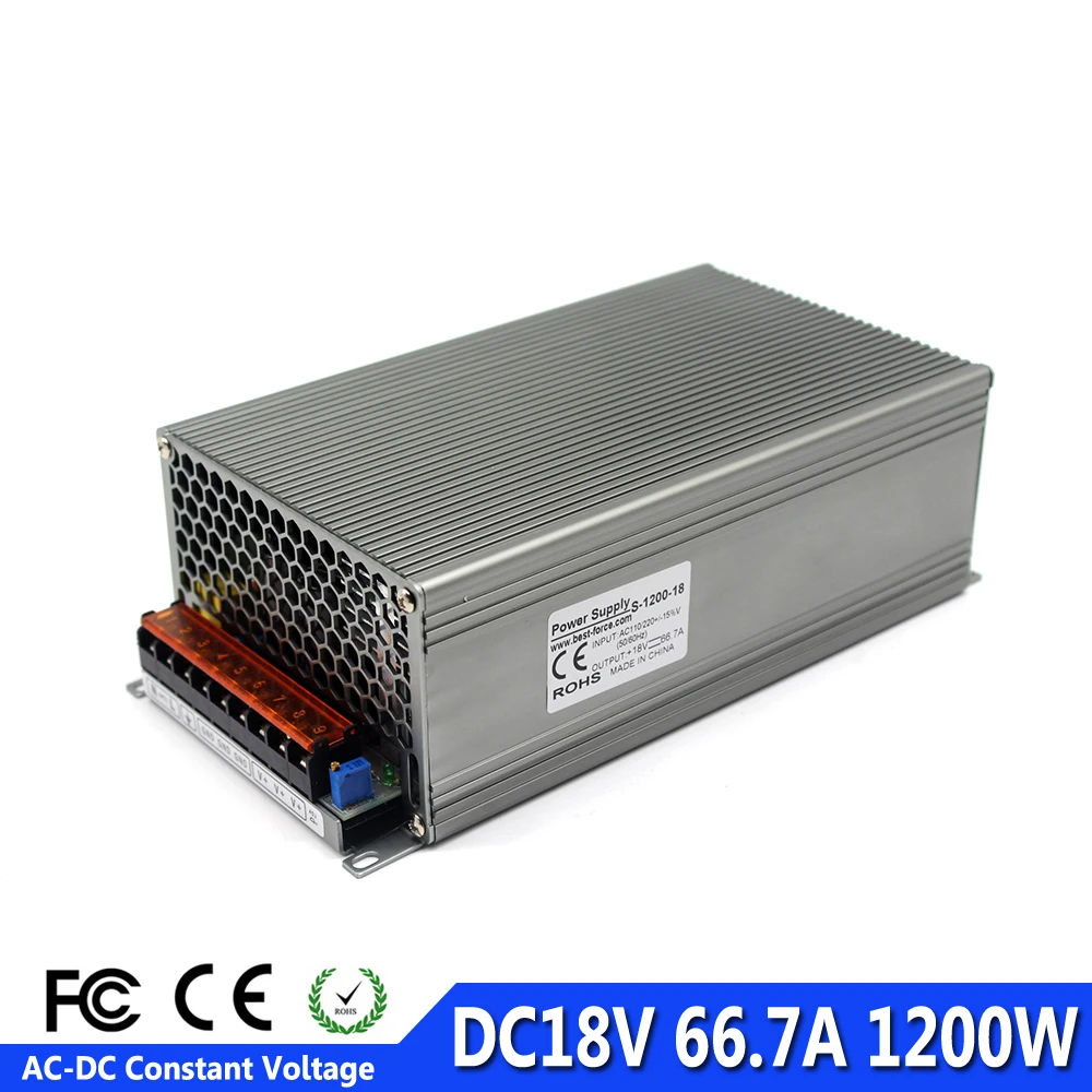 Регулируемый источник питания DC18V 66.7A 1200W Ac Dc драйвер преобразователя 220V 110 AC DC 18V
