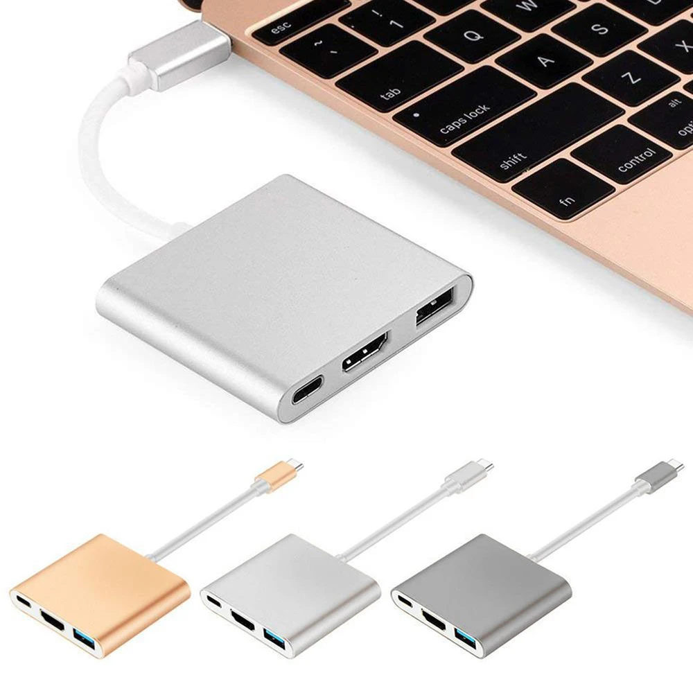 3 в 1 концентратор адаптер type-C к HDMI+ type-C+ USB разветвитель электроадаптер для зарядки кабель usb type C концентратор к Hdmi для MacBook Pro