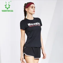 Vansydical бег женщины Спорт футболки шорты для занятия йогой сексуальные топы Короткий рукав женские летние T-shir