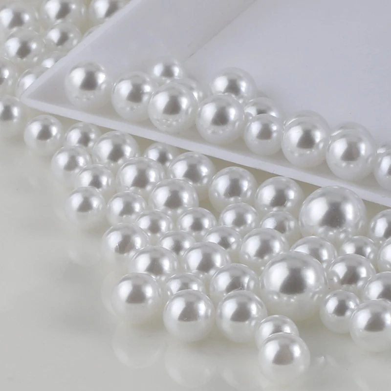 

New arrival 3-8MM white color ABS Plastic pearls no hole Acrylic beads for Jewelry making DIY wedding decoration phone case