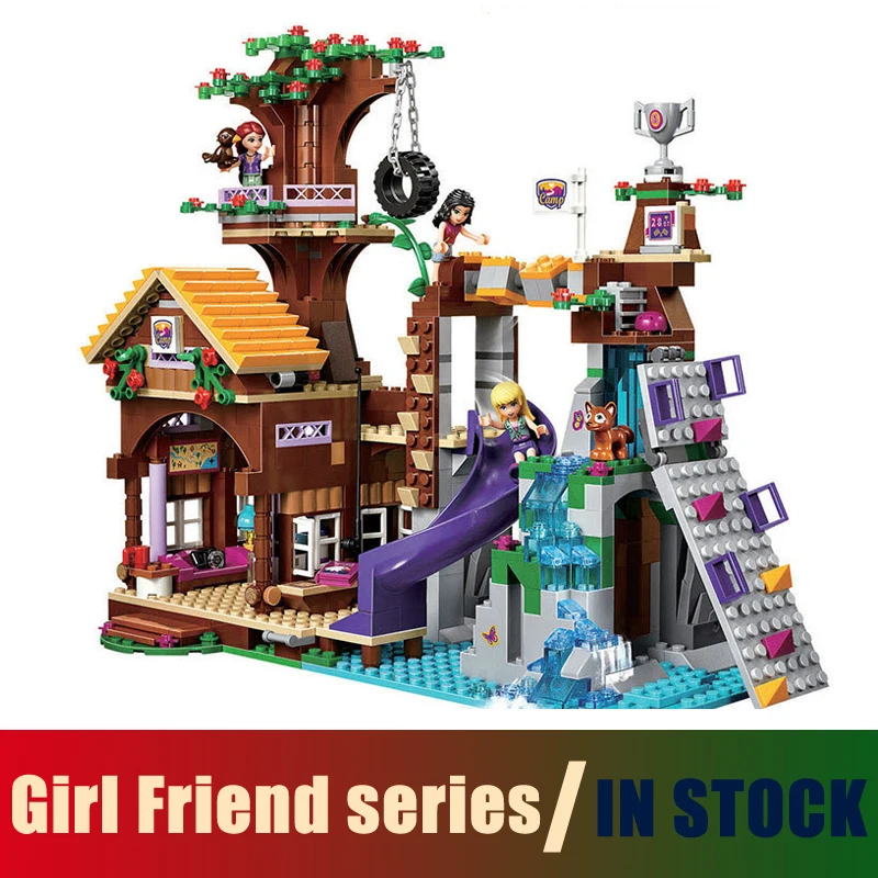 

Compatible with Lego Friends BELA 10497 Building Bricks Blocks Adventure Camp Tree House 41122 Emma Mia Figure Toy For Children