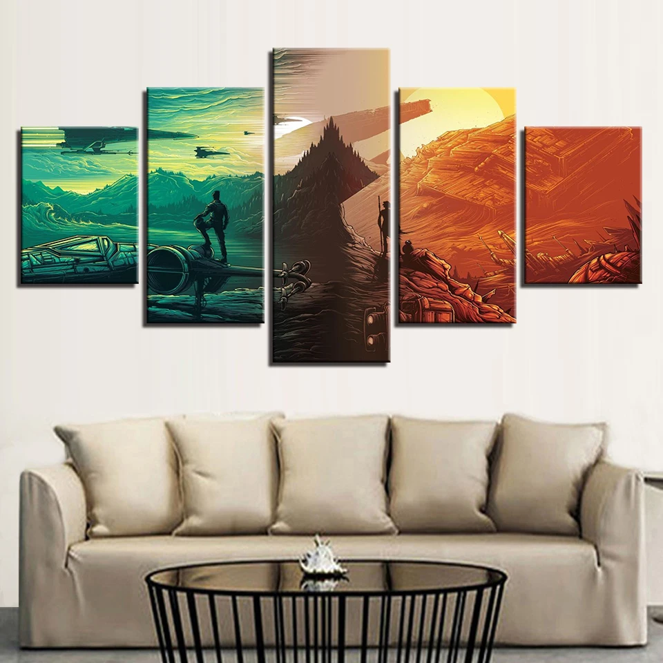 

Star Wars The Force Awakens 5 Pieces Home The Wall Art Paintings on Canvas Wall Art Living Room Artwork Modern HD Print Painting