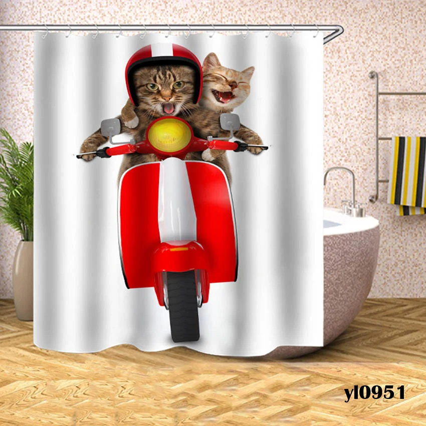 Занавески для душа с рисунком кота из мультфильма, водонепроницаемые занавески для ванной с животными, Большие широкие занавески для ванной, домашний купальный чехол Rideau De Bain