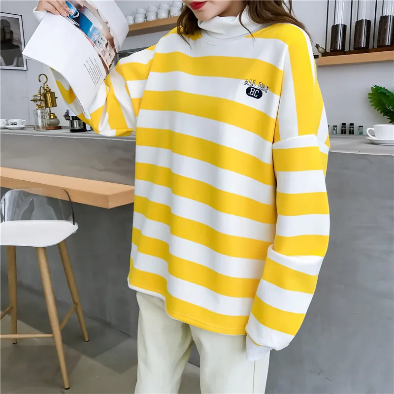 Толстовки женские мягкие свободные милые пуловеры в Корейском стиле с капюшоном женская одежда для отдыха с длинным рукавом шикарная полосатая одежда высокого качества