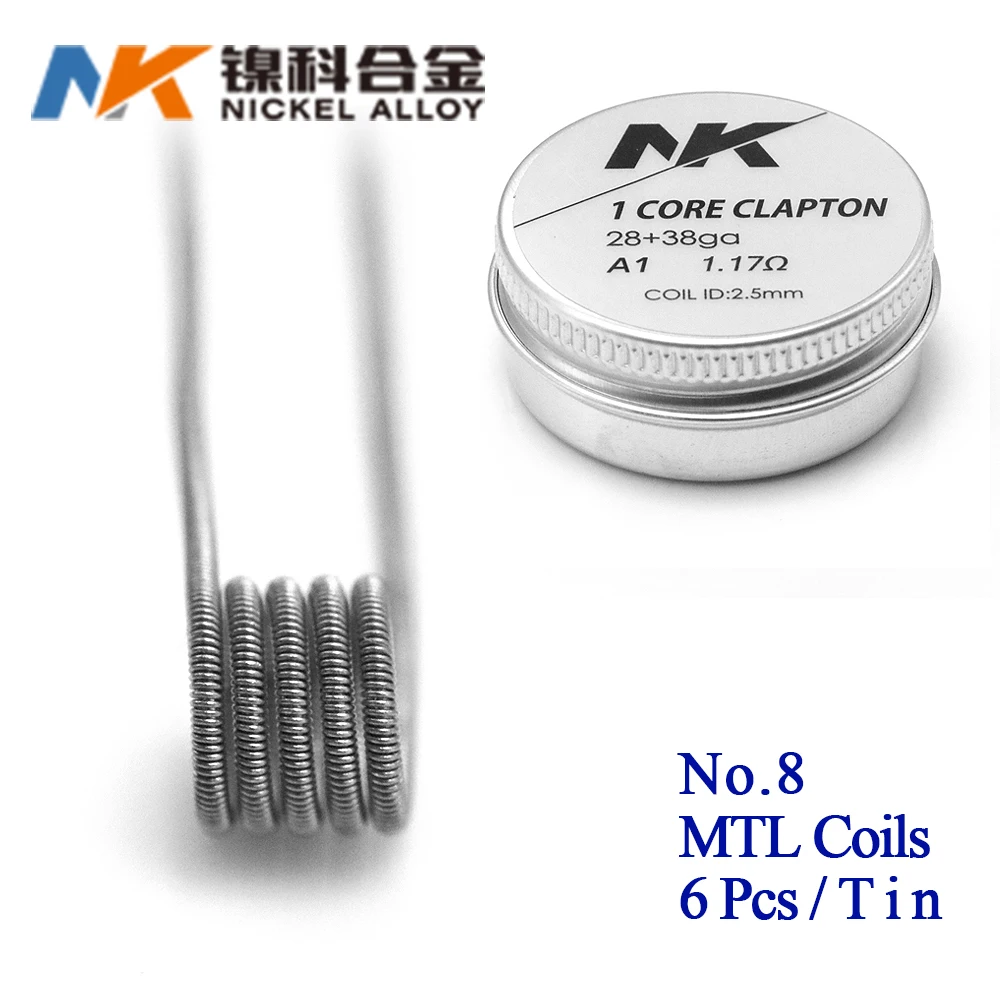 NK сверхтонкий MTL DIY Готовые катушки Ni80/A1/SS316L плавленый clapton для manta mtl RTA