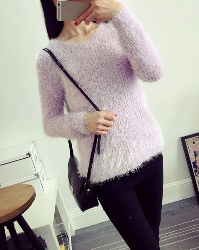 Byer Womens Fuzzy Knit High-Low Pullover Sweater A