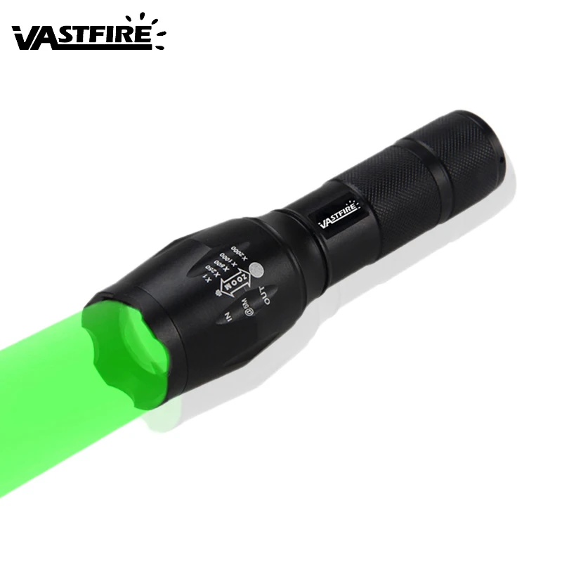 Vastfire 5 Mode Green Hunting Flashlight color Zoomable 350 LM 18650