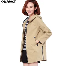 New Spring Women Jacket Plus Size Windbreaker Pure Cotton Hooded Casual Costume Tops Outerwear Solid Color