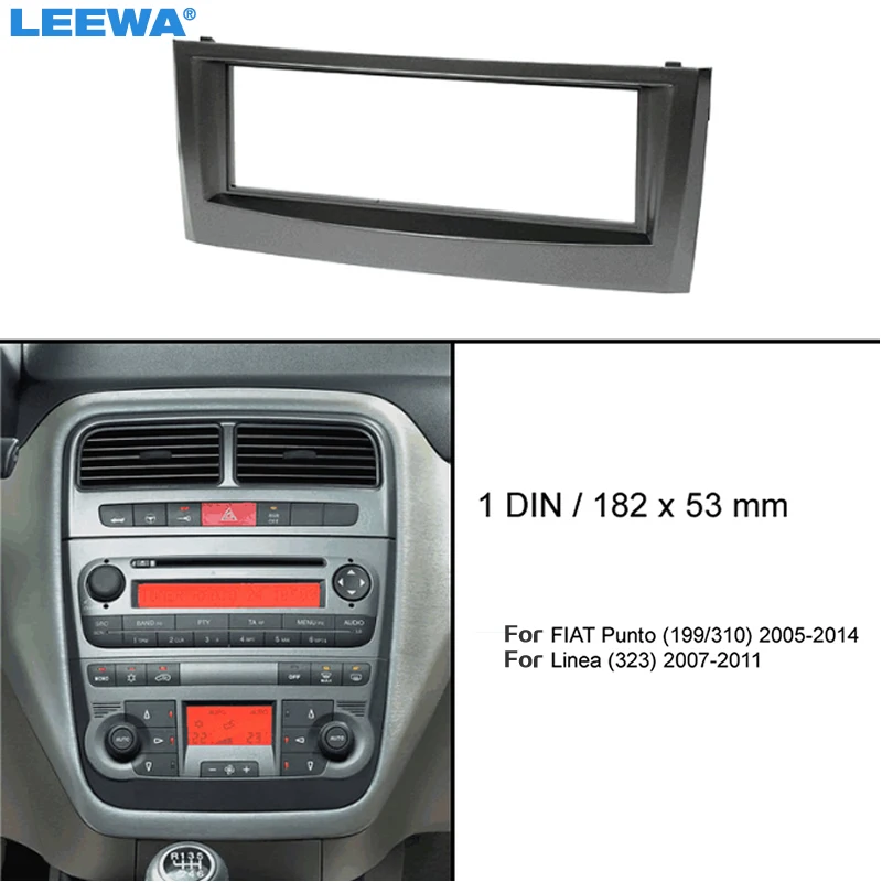 LEEWA Car 1Din 183*53mm CD Radio Panel Fascia Frame For FIAT Punto(199/310) Linea(323) Stereo Dashboard Bezel Trim Kit | Автомобили и
