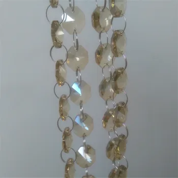 

8M/Lot cognac color crystal 14mm crystal glass octagon bead chains glass garland strand Wedding Christmas party Decoration