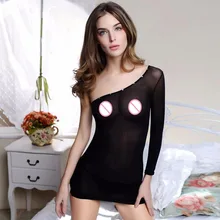 Модное сексуальное прозрачное и Непрозрачное платье на одно плечо, облегающее, с длинным рукавом, микроповязка, платье эротическое боди, нижнее белье