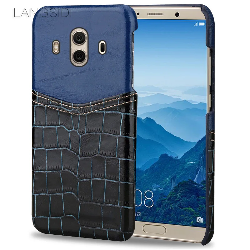 

wangcangli phone case crocodile pattern and wax leather mixed color half pack phone case For Huawei Mate10 custom processing