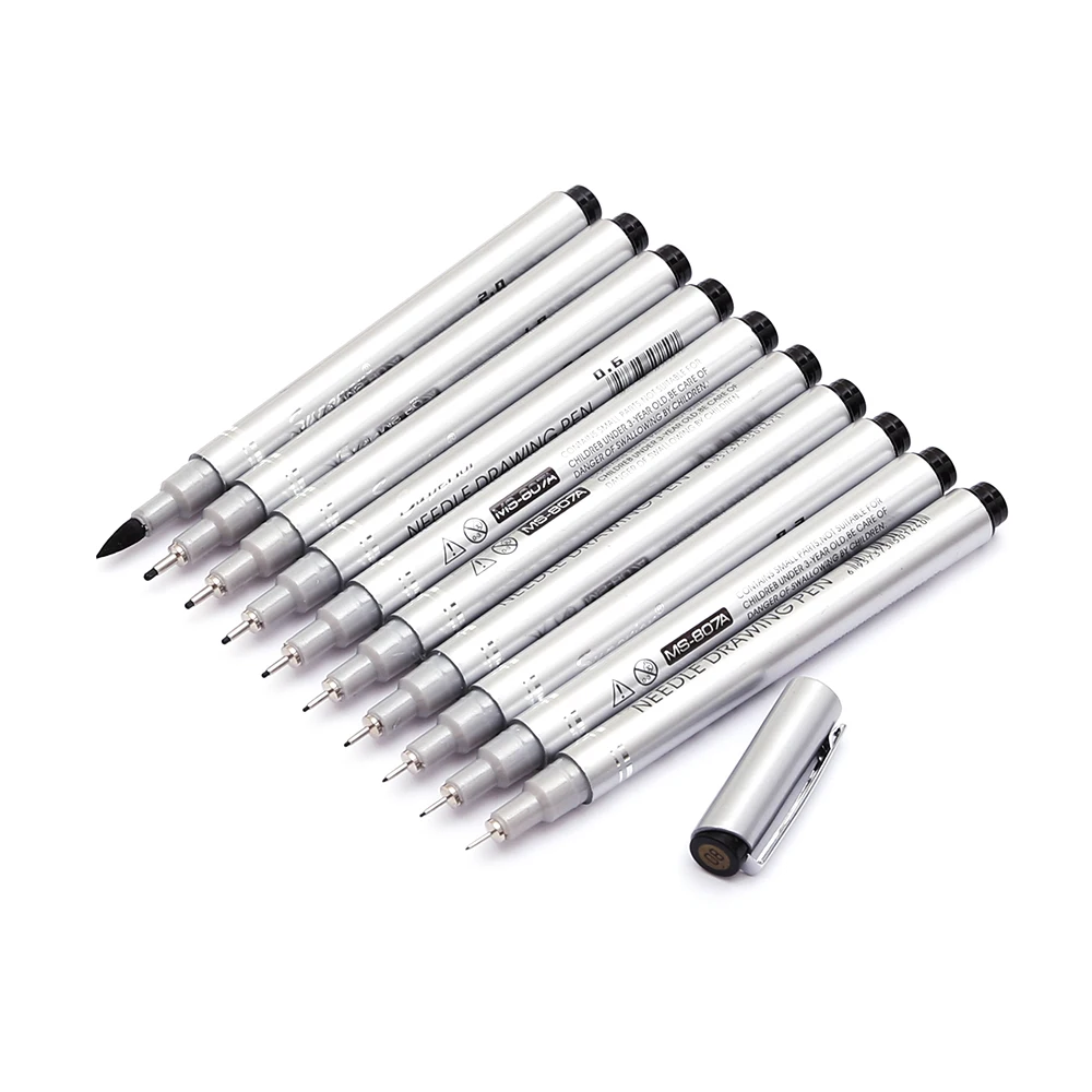 10 Tip Sizes Micron Neelde Drawing Pen Waterproof Pigment Fine Line Sketch Markers For Writing Hand-Paint anime Art Supplies | Канцтовары