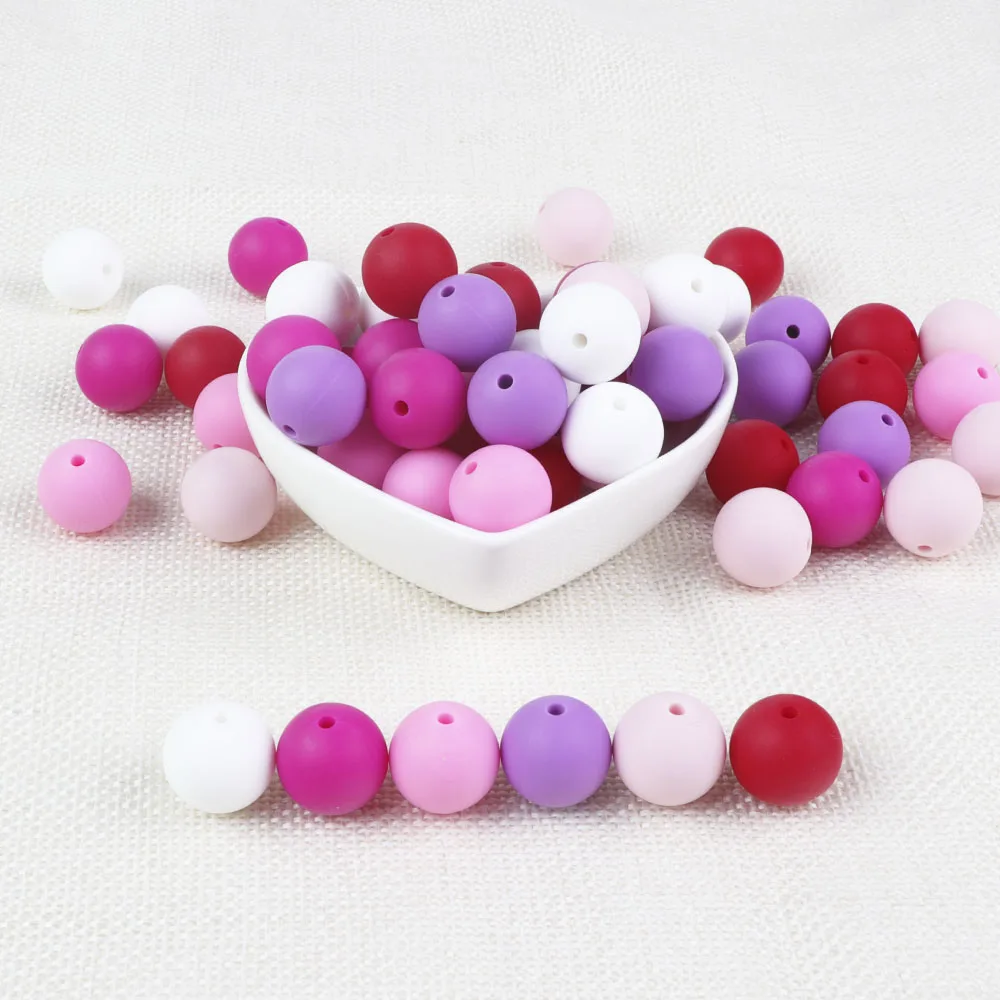 BOBO.BOX 300pcs Silicone Beads 12mm Food Grade Baby Teethers Beads Round Pacifier Chain Accessories Baby Silicone Teething Toys - Цвет: D