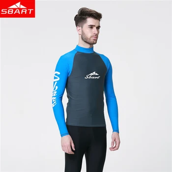 

SBART Men Snorkeling Windsurf Rashguard Wetsuit Surf UV Protection Swim Shirt Diving Tops Long Sleeve Swimsuit for Surfing