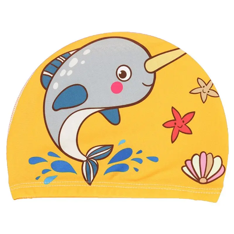 Детская шапочка для плавания с милыми рисунками животных из мультфильмов, водонепроницаемые защитные уши из мягкого полиэстера, Легкие аксессуары для плавания унисекс - Color: 4