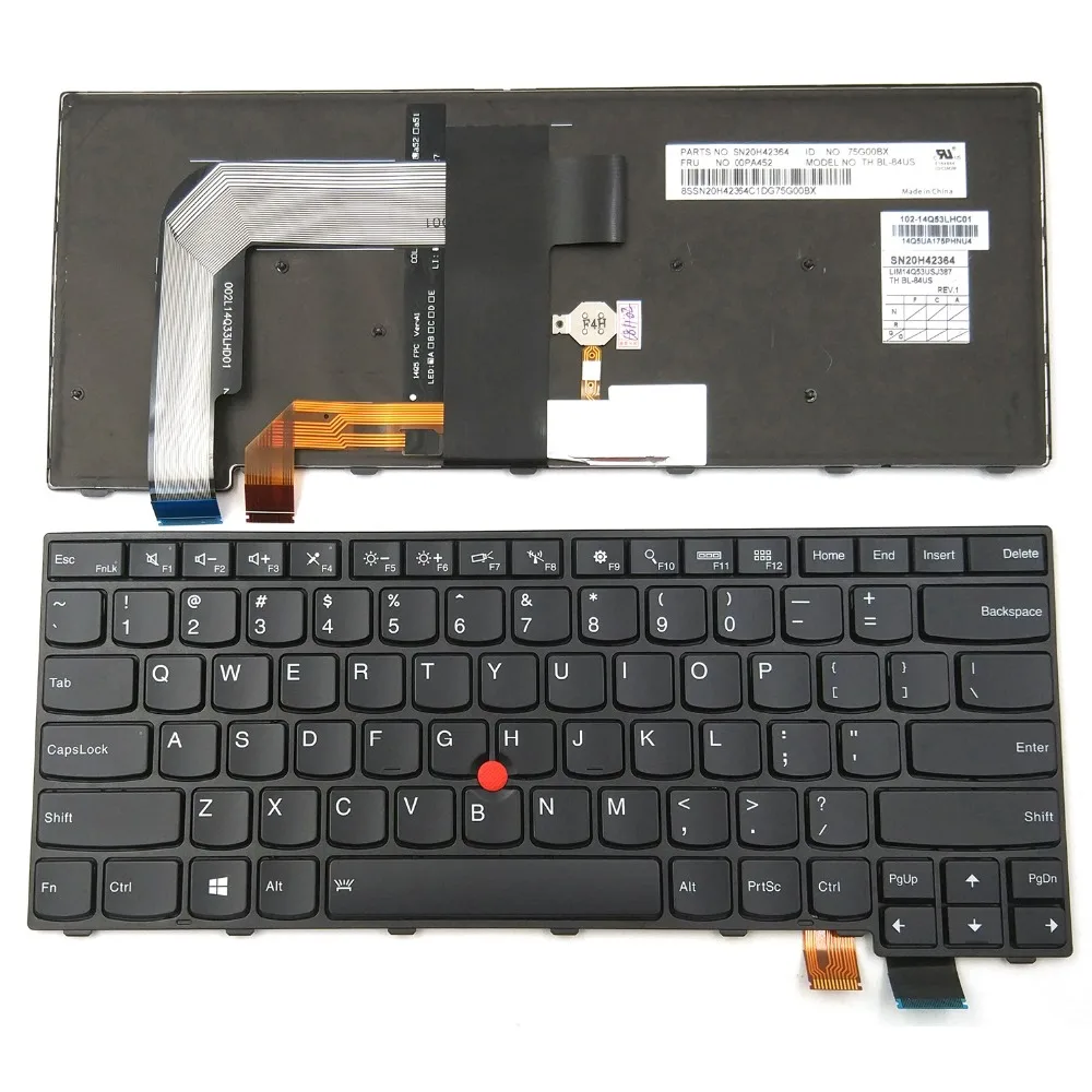 Новая клавиатура для ноутбука Lenovo Thinkpad T460S T470S Series US с подсветкой 00PA534 00PA452 01YR088 |
