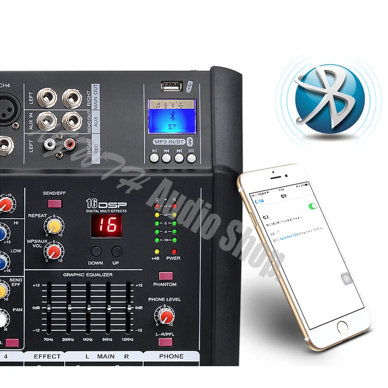 Pro Amplifier Mixer 4 Channel Microphone Mixing
