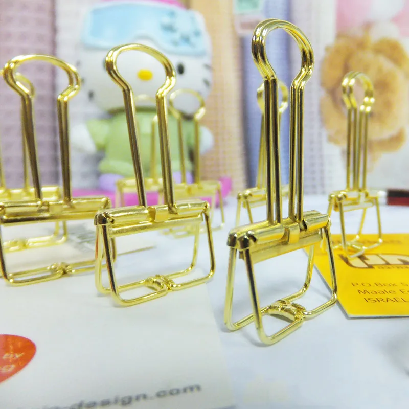 60pcs Wholesale small office school stationery gold binder clip 19mm CP332 innovative stickers notes minimalist wishlist receipt weekly don t forget grid list students school notes stationery wholesale