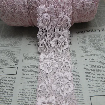 

A roll 268 yards 63mm width pink Elastic Stretch Lace trim sewing headband accessories