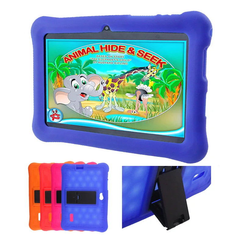 

7inch Kids Shockproof Silicone Rugged Anti-slip Rubber Cover Case Holder Support for Tablets QJY99