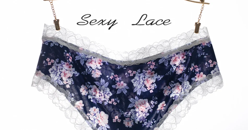 Japanese Wind New Brand Sexy Underwear for Women Lady Print Floral Briefs Panties Lace Decoration Mid Waist Intimates Tangas Bragas  (29)