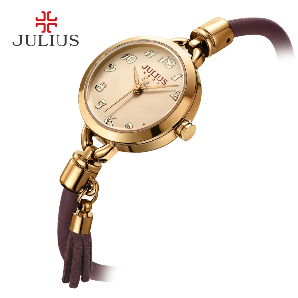 Новое поступление винтажные тонкие часы Julius с кисточками силиконовый ремешок